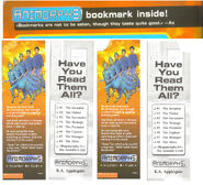 (#8) Bookmarks which have a bite mark on the top left and emphasize Ax's love of food.