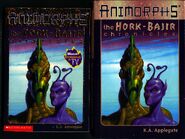 Paperback and Hardback covers, respectively. The Hork-Bajir Chronicles was the only Animorphs book (in America) to be published in both hardcover and softcover (as non-Scholastic Editions).