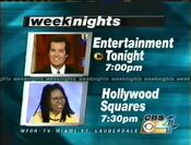 WFOR CBS4 - Entertainment Tonight 7PM & Hollywood Squares 7:30PM - Weeknights promo/ident from Mid-Spring 1999