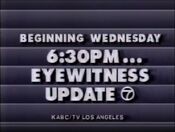 KABC Channel 7 Eyewitness News Update 6:30PM - Beginning Wednesday ident for January 28, 1987