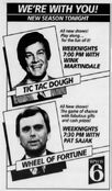 WPVI Channel 6 - Tic Tac Dough 7PM & Wheel Of Fortune 7:30PM - New Season! - Beginning Tonight promo for September 10, 1984
