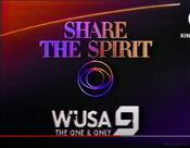 CBS Network - Share The Spirit ident w/WUSA-TV Washington, D.C. byline from late Fall 1986