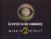 CBS Network - In Service To The Community ident w/WJBK-TV Detroit byline from Fall 1989