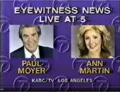 KABC Channel 7 Eyewitness News Live at 5 Weekday - Paul Moyer and Ann Martin id from late August 1986