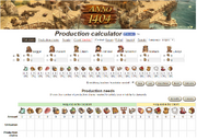 Screenshot of production calculator