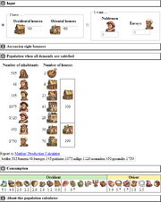 Screenshot of population calculator