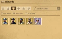 Statistics items searching extragoods.jpg (51 KB) The overview of items when all islands are selected, trade union items category is chosen, status equipped is chosen, and keyword Extra Goods is typed in the search filter. The overview displays all trade union items which are equipped in any trade union across all islands and which have the extra goods effect.