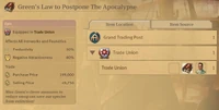 Statistics items location oneisland.jpg (84 KB) Item Location tab with a specific island selected. Grand trading post consists of a single record while trade union is a list of trade unions on the island. Both lists are expanded. Clicking on the trading post or a specific trade union would teleport you to their location.