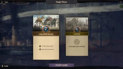 Creating new game in Creative Mode - starting the game with default settings or customising them