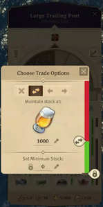 On this particular island beer has been set up for passive trade. Its stock is supposed to be maintained at the level of 1000 tons. When your stock is below this amount, beer can be passively bought, when stock is above this amount, beer can be passively sold.