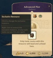 Advanced Pier with Rum as an exclusive good.