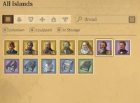 Statistics items searching bread.jpg (69 KB) The overview of items when all islands are selected, all items category is chosen, all status equipped are chosen, and keyword Bread is typed in the search filter. The overview displays all items which have the word bread either somewhere in their name or in their description/effects.