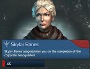 Skylar Banes congratulates you after the construction of the Tycoon Monument