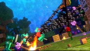 Armored Herobrine impaling Eddie with arcane obsidian cluster in Annoying Villagers 31