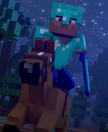 Steve riding on his steed