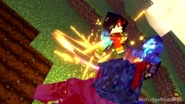 Lemur's Battle Axe striking an Iron Golem Warrior (Red)