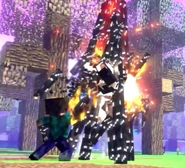 Shadow Herobrine performing the Obsidian Machine Gun technique in Annoying Villagers 46