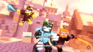 Herobrine Flanker and Herobrine Ultimabrines fighting Blue Demon