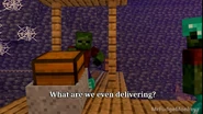 A zombie pushing a minecart
