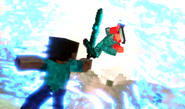 Saikas_Colutte being yeeted by Woopie the Sword