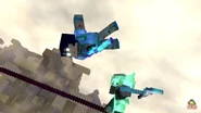 Herobrine Qqing trying to attack the Illager King