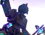 An Iron Golem Warrior roaring after being summoned Annoying Villagers 54