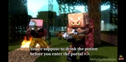 A Piglin Warrior explaining the special potion