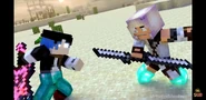 Xx_ThunderClaw_xX fighting Herobrine Keaton-Mask