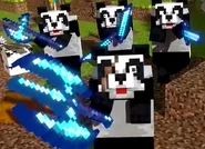 Panda Captain armed with his waraxe along with his warriors