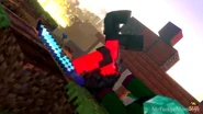 Ellie doing a backdrop on a Red Villager Knight
