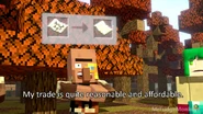 The Villager Cartographer doing a trade with Ellie