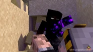Swordsman Herobrine draining Herobrine Tuinerolis' energy