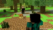 Joe the Pufferfish and Mustard facing against Shadow Herobrine