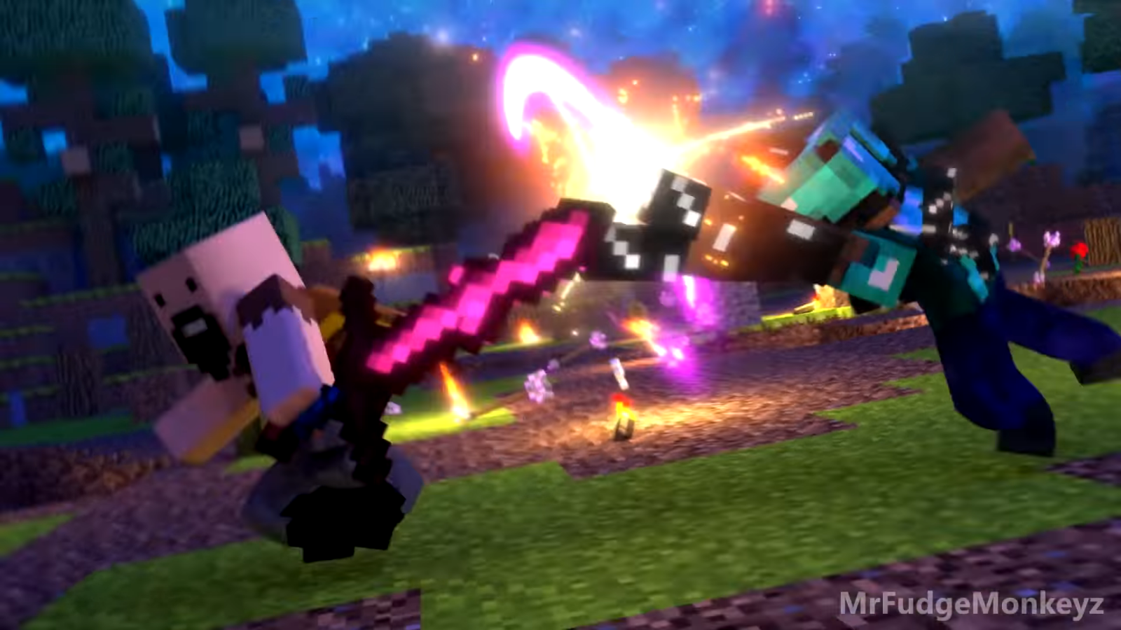 notch and herobrine fighting