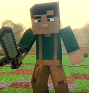 Chris in the past wielding a Stone Sword in Annoying Villagers 18