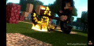 The Great Netherite Axe smashes and make a fire