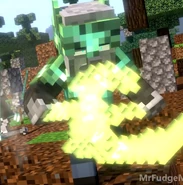 The axe healing the Illager King in the same episode