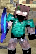 Herobrine G wielding the sword in Annoying Villagers 54
