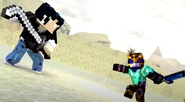 Herobrine ChangShen_PN utilizing the sword against clow in Annoying Villagers 51