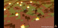 A bunch of fallen Red Iron Golem Warriors destroyed on a battlefield