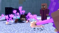 Herobrine is disabled after being shot by several arrows