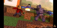 Speedislifee fighting a Red Iron Golem Warrior with tiny_Shawn315