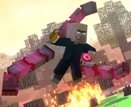 Mustard with the book, Destruction Eye, and Golem Arms in Annoying Villagers 47
