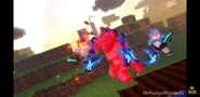 A Red Iron Golem Warrior being attacked by Midnight_569's cat