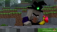 The Witch informing Herobrine of Herobrine Chris' defeat with the banana phone in Annoying Villagers 12