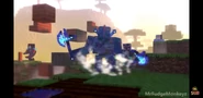 A Red Iron Golem Warrior being summoned by the Red Villager Knights