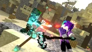 Herobrine TheKunRuaCky using the Diamond Sickle against Blue Demon
