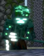Blue Demon wearing the unenchanted chestplate, kneeling down in the same episode