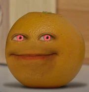 Orange with glowing red contact lenses.