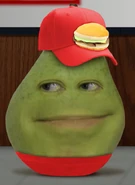 Pear in his red DaneBurgers uniform.